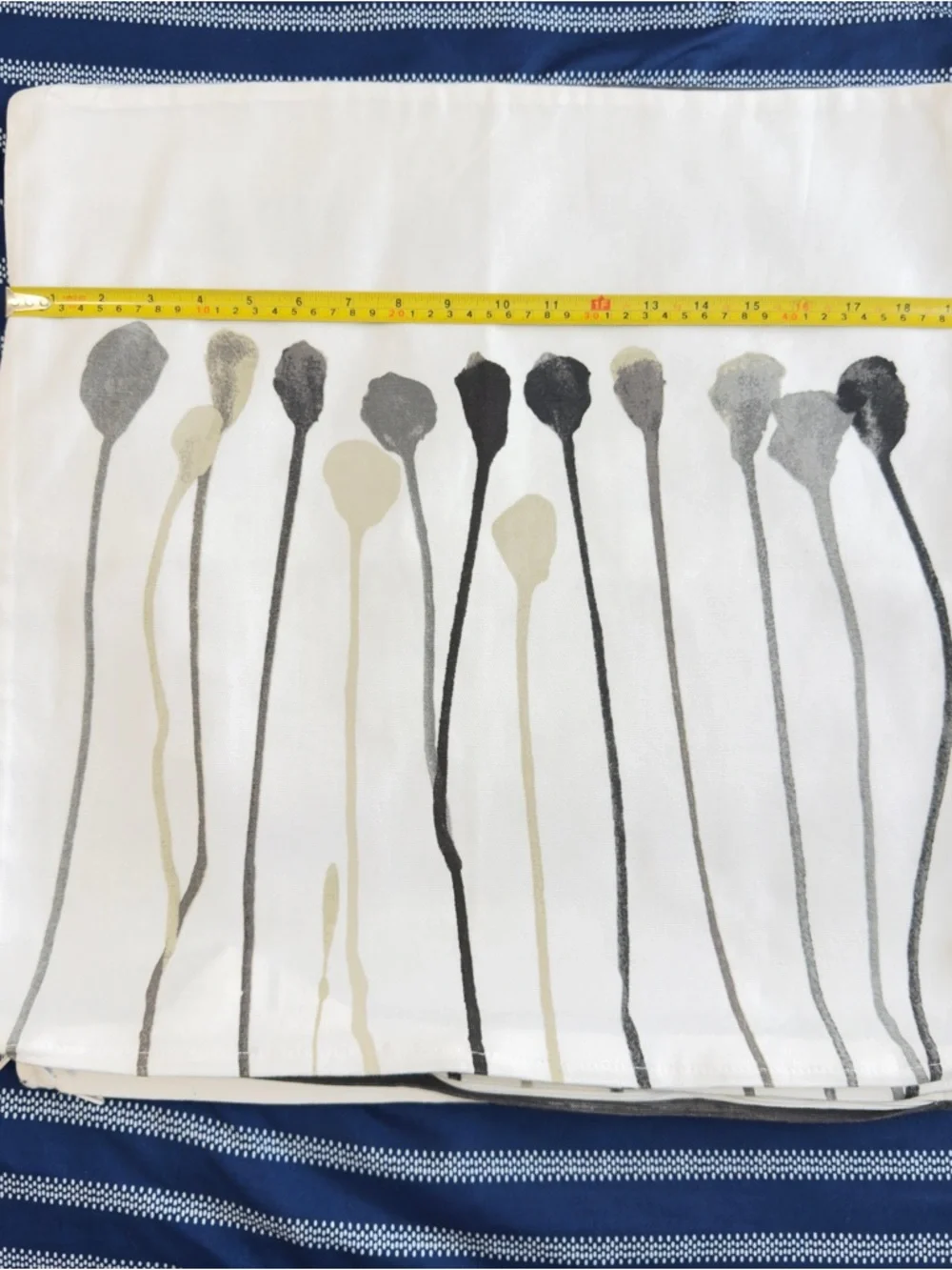 IKEA White  with Black and Cream Stem Print Cushion Cover Set